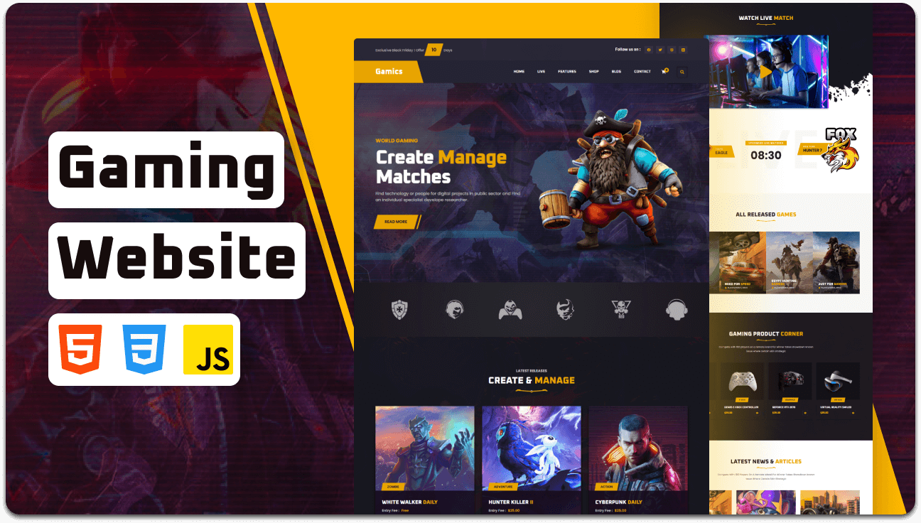 Gamics - Modern & Responsive Gaming Website Template