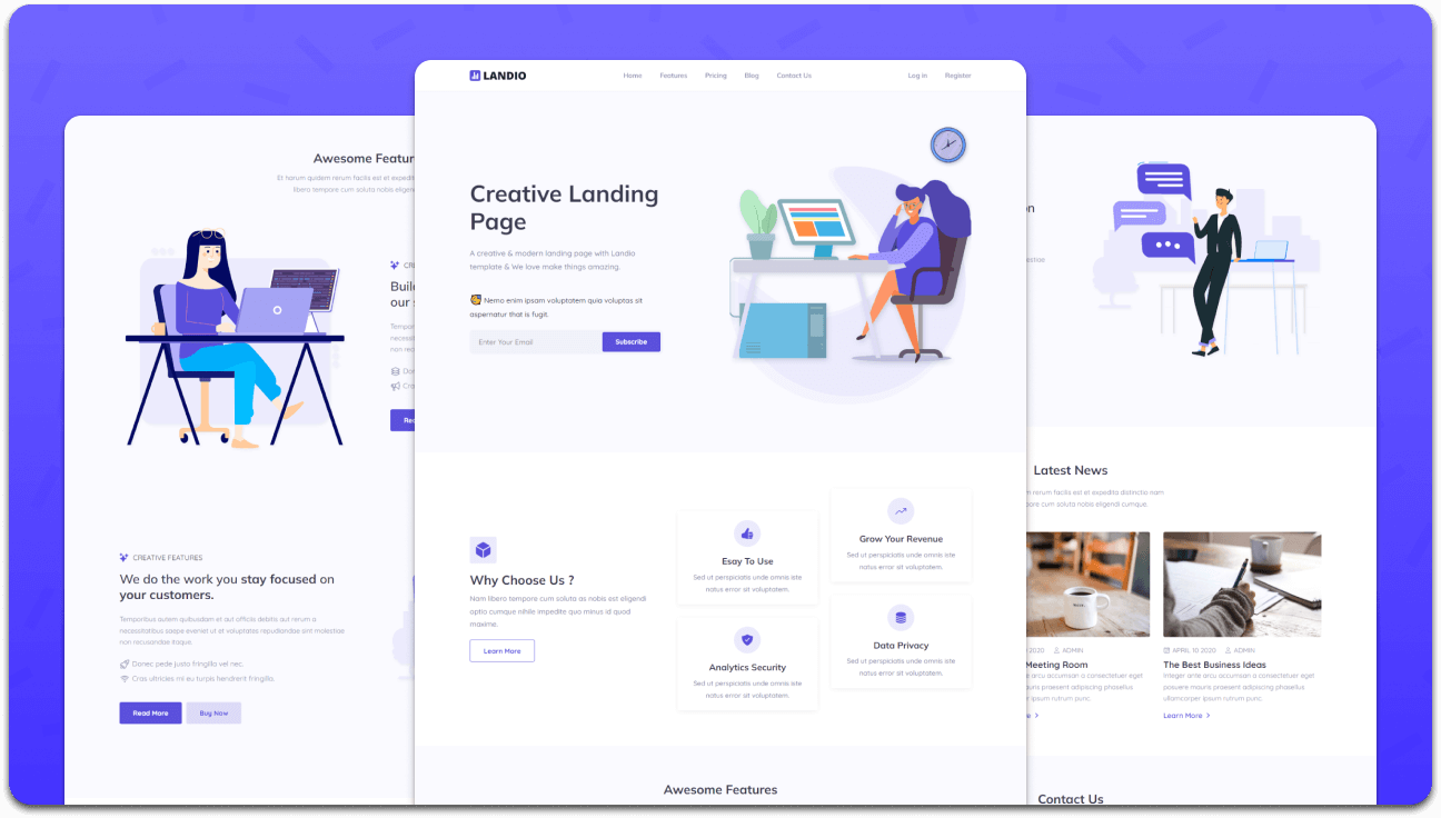 Landio – Responsive Multipurpose Landing Page Template (HTML, CSS, JavaScript)