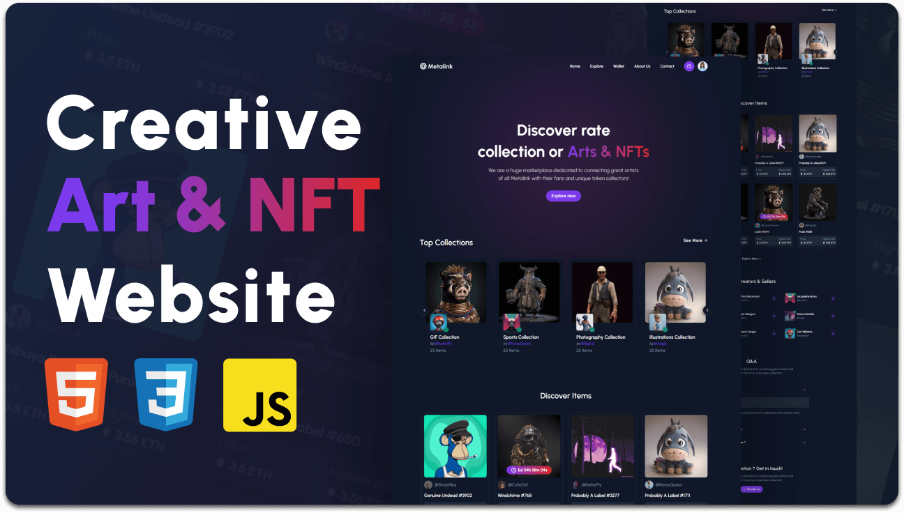 Metalink – Responsive NFT Website Template (HTML, CSS, JS)