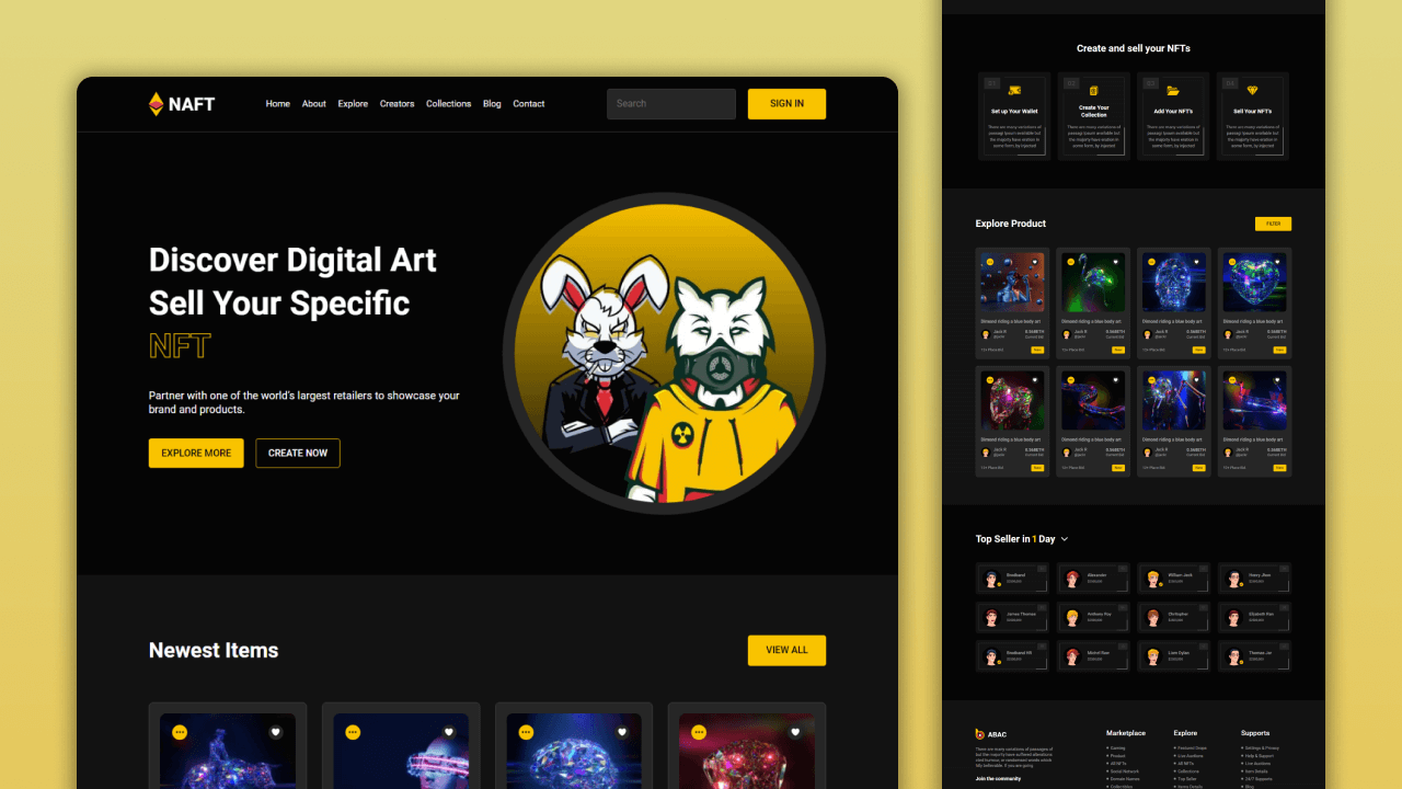 NAFT – Responsive NFT Marketplace Website Template (HTML, CSS, JavaScript)