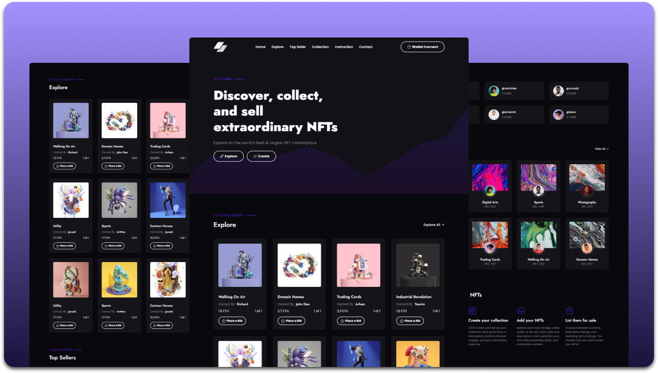 NFTC – Responsive NFT Website Template (HTML, CSS, JavaScript)