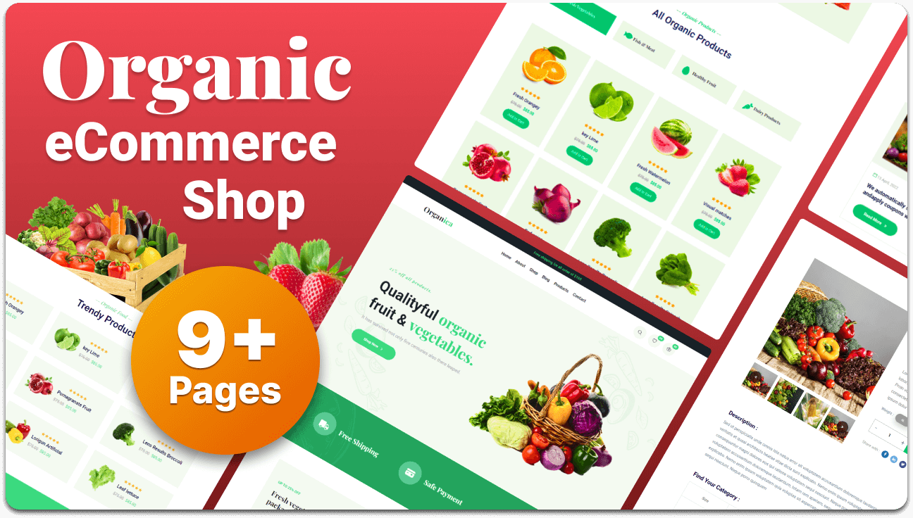 Organica – Responsive Organic eCommerce Website Template (HTML, CSS, JavaScript)