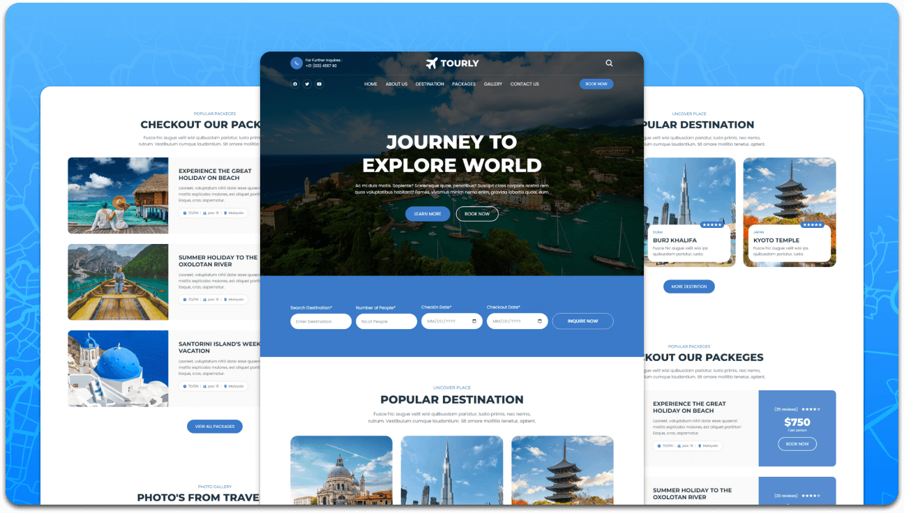 Tourly – Responsive Travel Website Template (HTML, CSS, JavaScript)