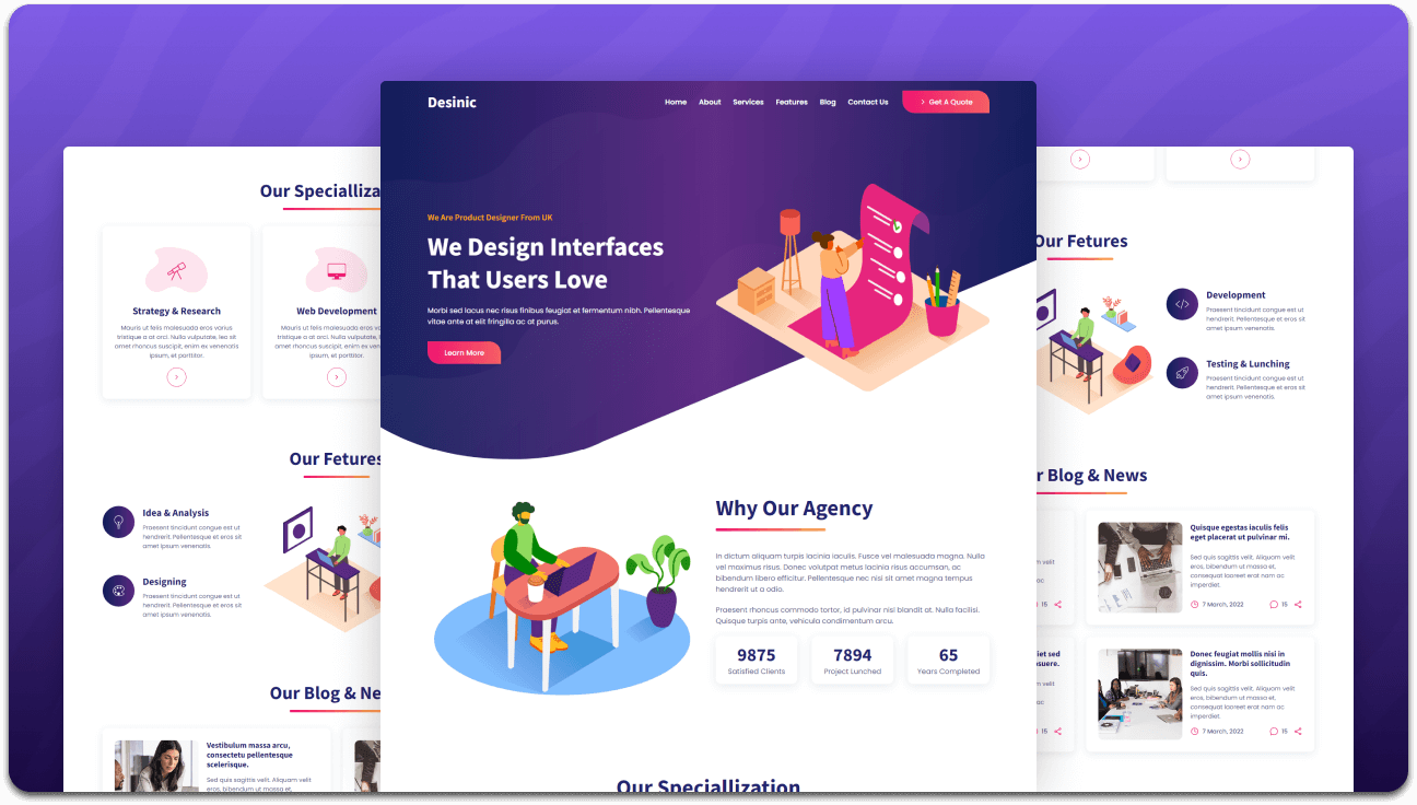 Desinic - Responsive Agency Website Template (HTML, CSS, JS)