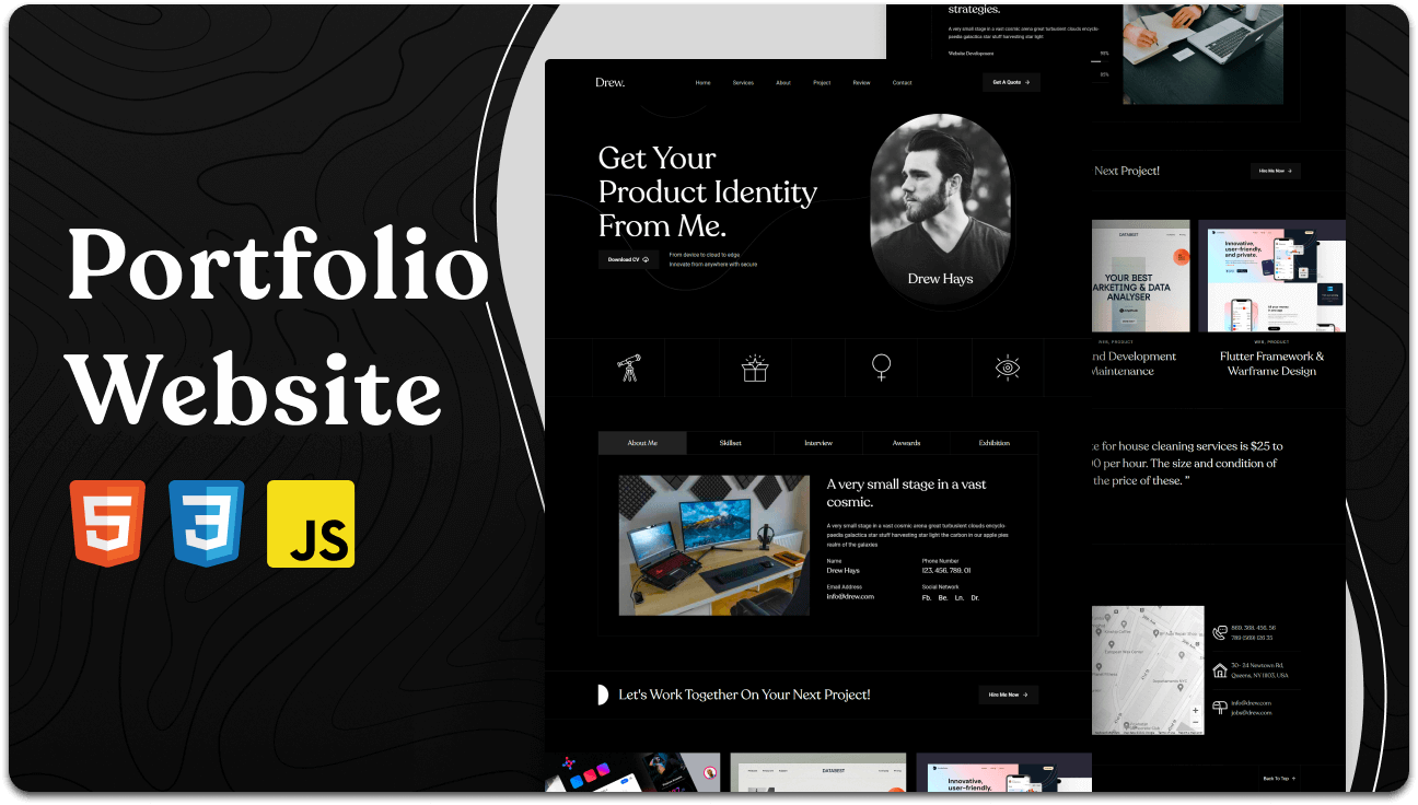 Drew Hays – Responsive Personal Portfolio Website Template (HTML, CSS, JS)