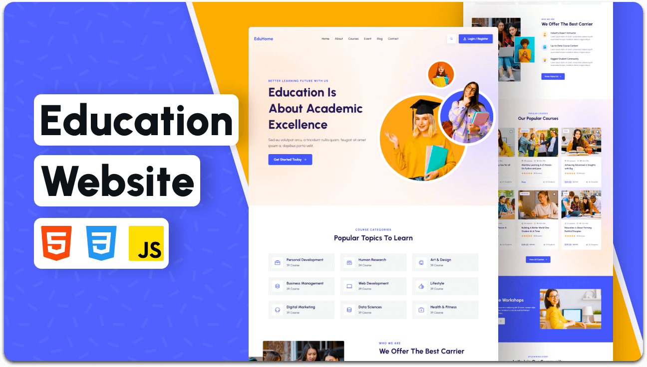 EduHome – Responsive Education Website Template (HTML, CSS, JS)