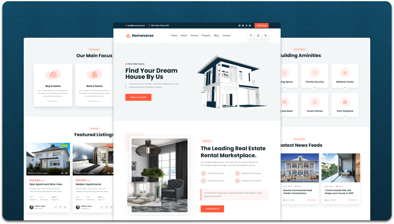 Homeverse – Responsive Real Estate Website Template (HTML, CSS, JS)