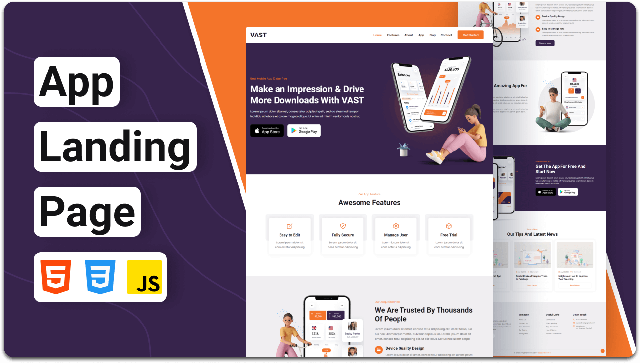  VAST - A Fully Responsive App Landing Page Template