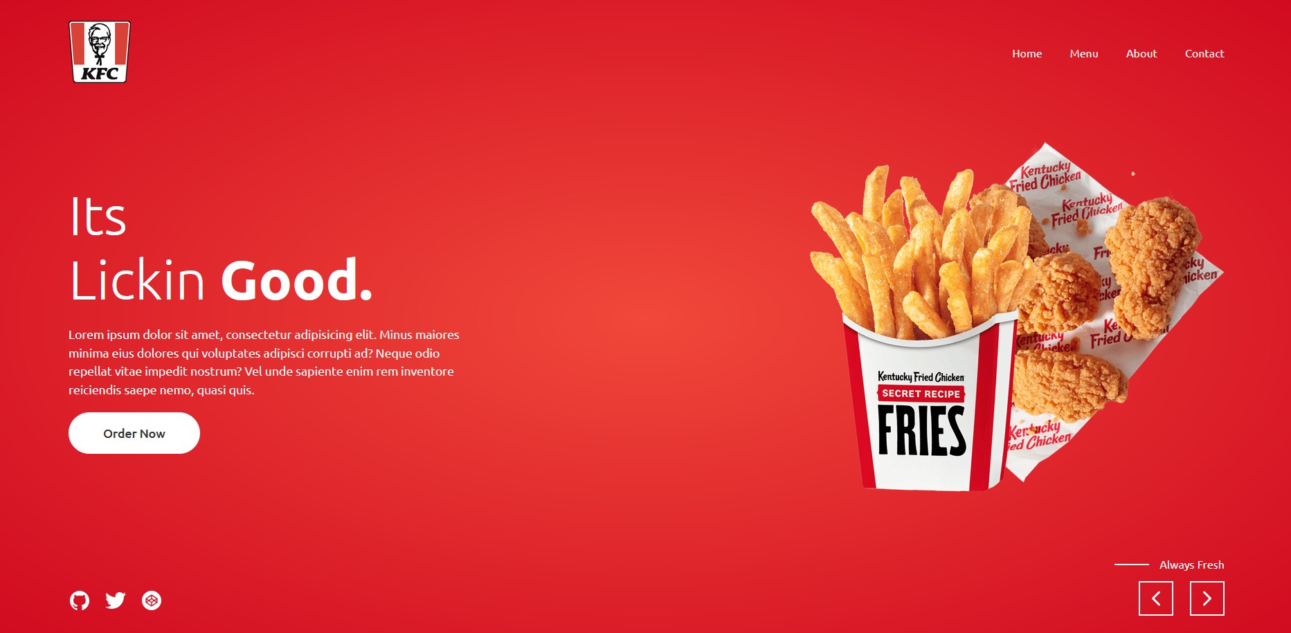 KFC-Inspired Landing Page Header Template – Fast Food UI Design